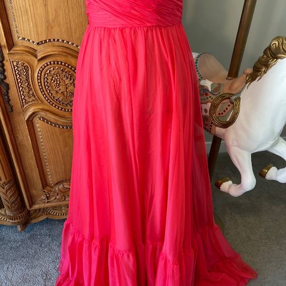 NWT Mac Duggal A67941 Pink Chiffon Evening Gown Maxi Dress Corset Back 4 Ieena - Picture 5 of 12
